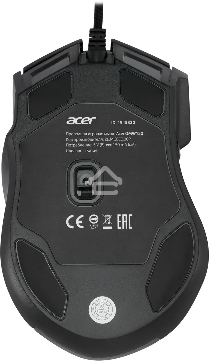 Мышь проводная Acer OMW150 черный, 4800 dpi, USB, кнопки - 8