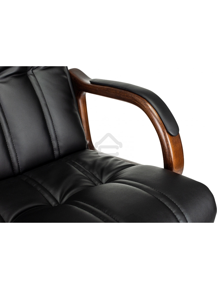 Кресло руководителя Бюрократ T-9932W-LOW-Eco черный, эко.кожа, низк.спин. крестов. металл/дерево