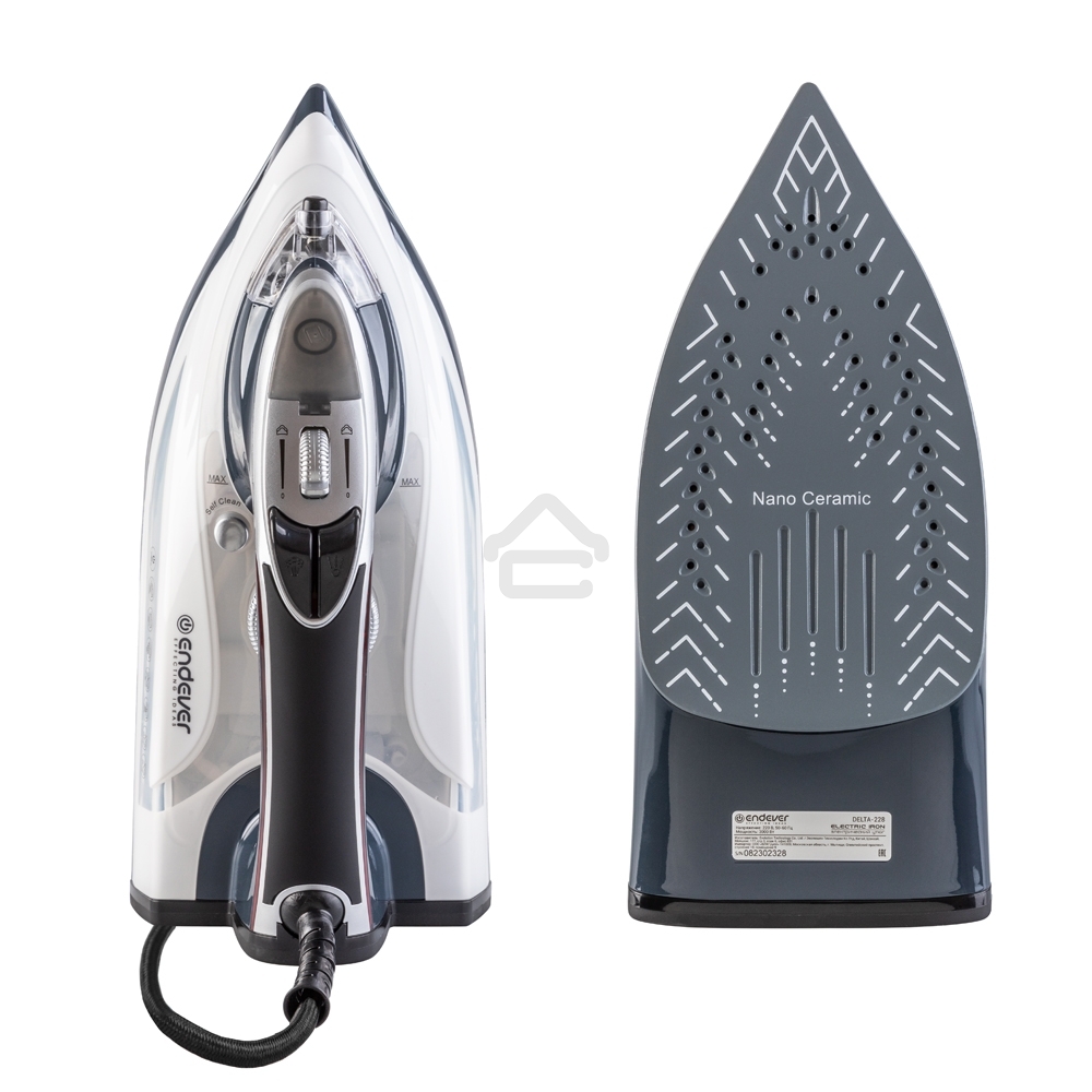 Утюг электрический Endever Delta-228 темно-синий/белый, 3000 Вт, подача пара 65 г/мин, паровой удар 180 г/мин, 10 шт/уп