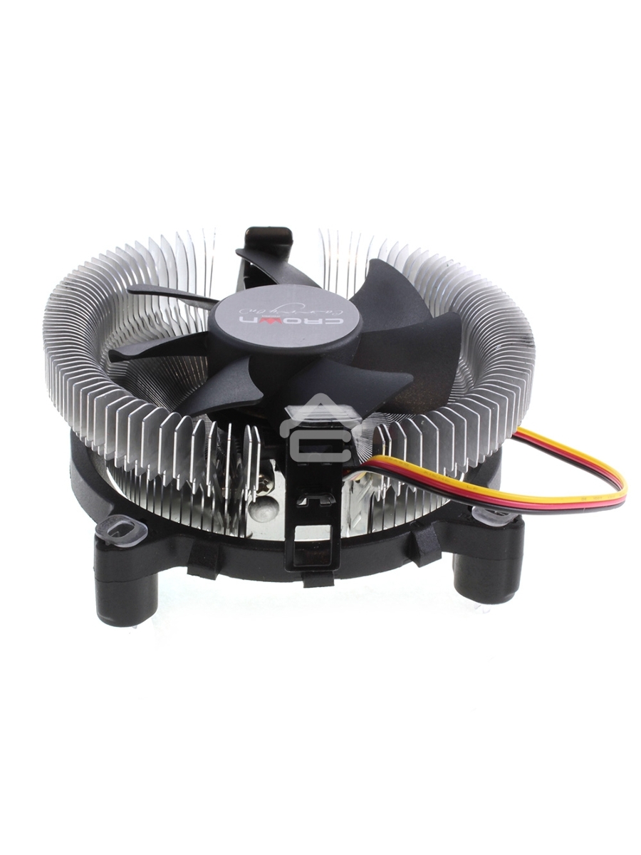 Кулер для процессора Crown CM-80 v2 серебристый/черный, 75 мм, алюминий, 2200 об/мин, 22 дБ, 3 pin, 65 Вт, 42 мм