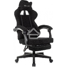 Кресло игровое Knight Lord/F черный, экомех, крестов. пластик, подст. для ног