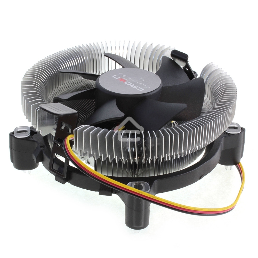Кулер для процессора Crown CM-80 v2 серебристый/черный, 75 мм, алюминий, 2200 об/мин, 22 дБ, 3 pin, 65 Вт, 42 мм