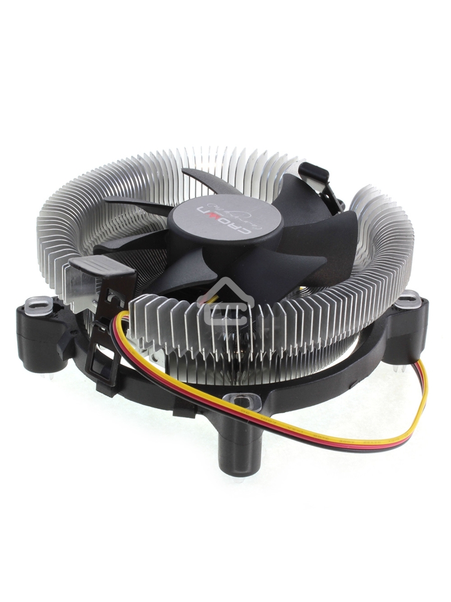 Кулер для процессора Crown CM-80 v2 серебристый/черный, 75 мм, алюминий, 2200 об/мин, 22 дБ, 3 pin, 65 Вт, 42 мм