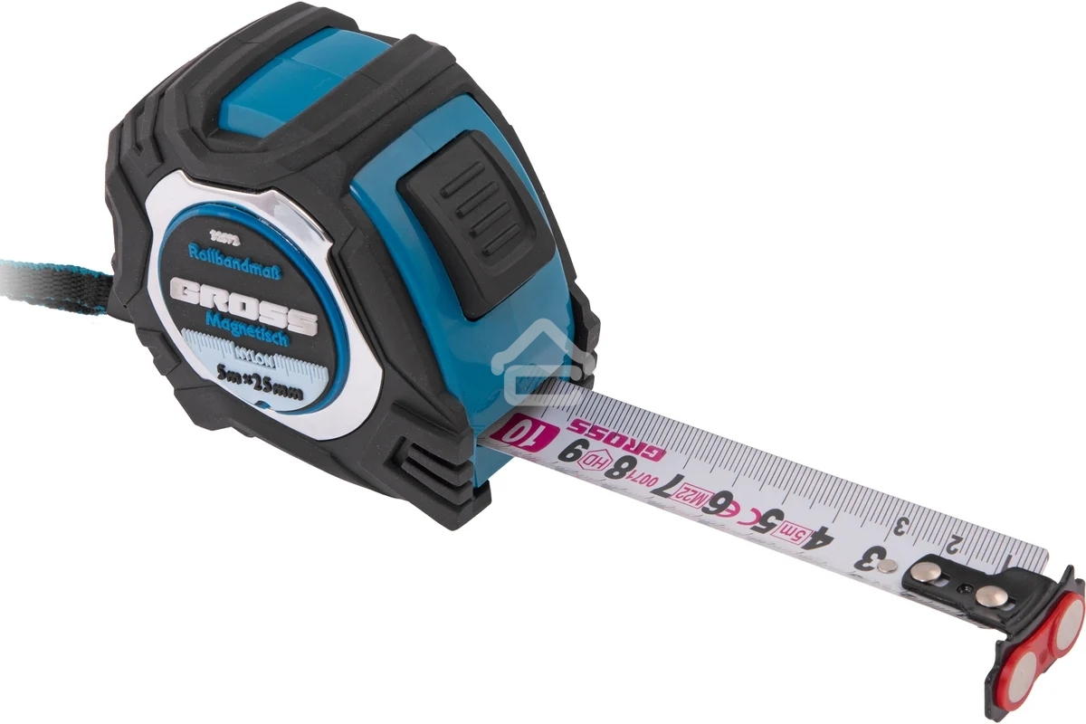 Рулетка Magnetisch, 5 м х 25 мм обрезиненный корпус,автоматическая фиксация GROSS 32572