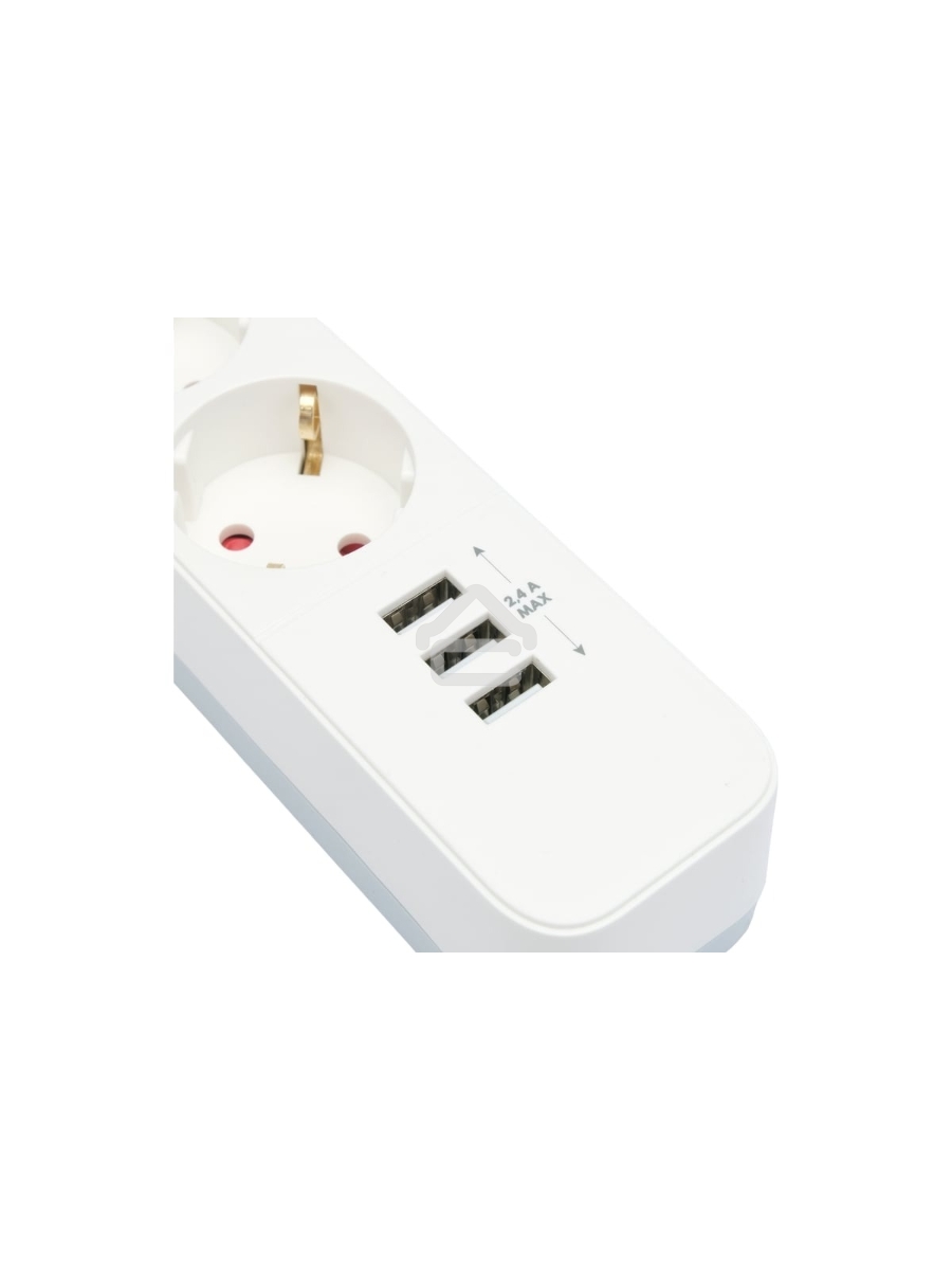 Сетевой фильтр Гарнизон 2.0 Мультипорт EPS-4-U3-W-2, 4 р, 10А, 3xUSB, 2м, ур.защиты 2+, белый, пакет