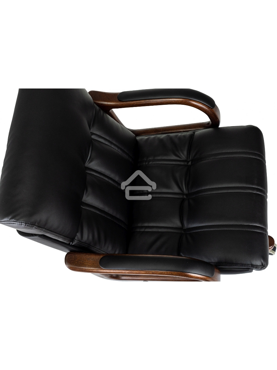 Кресло руководителя Бюрократ T-9932W-LOW-Eco черный, эко.кожа, низк.спин. крестов. металл/дерево