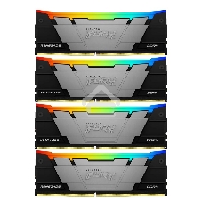 Оперативная память Kingston Fury Renegade, DDR4, 128Gb (4x32Gb), 3600MHz, CL18, DIMM, радиатор, RGB, черный/серебристый