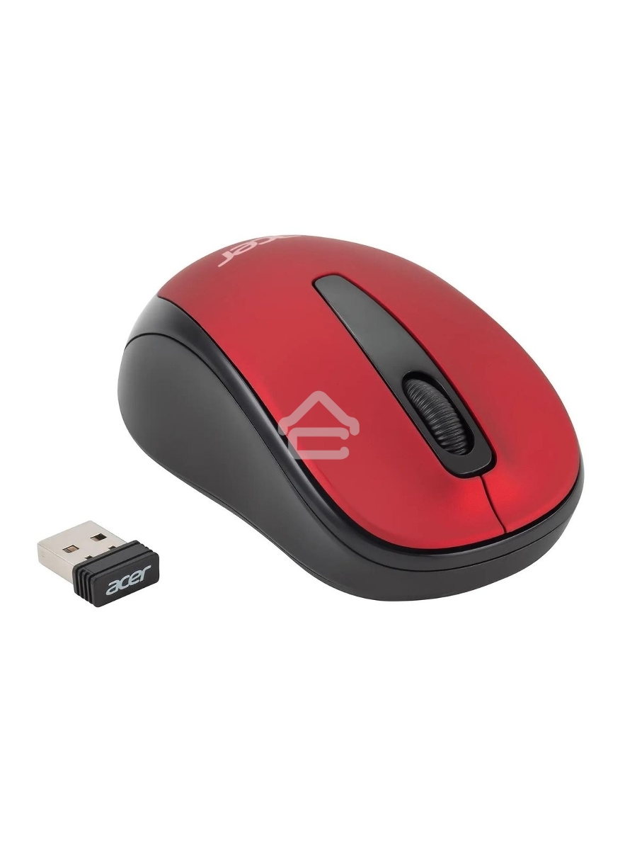 Мышь беспроводная Acer OMR136 красный, 1000 dpi, радиоканал, USB, кнопки - 3
