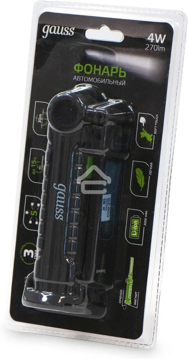 Фонарь автомобильный Gauss GFL803 черный 4Вт лам.:светодиодный встроенный аккумулятор