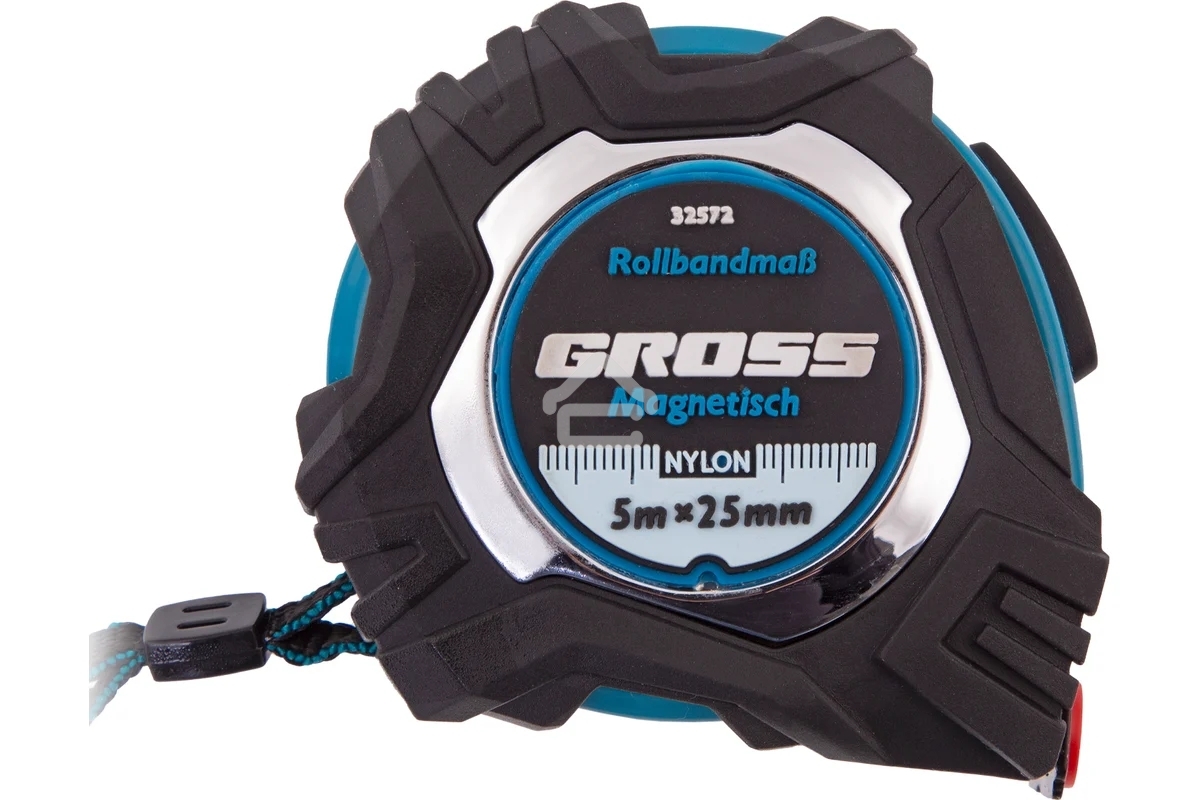 Рулетка Magnetisch, 5 м х 25 мм обрезиненный корпус,автоматическая фиксация GROSS 32572