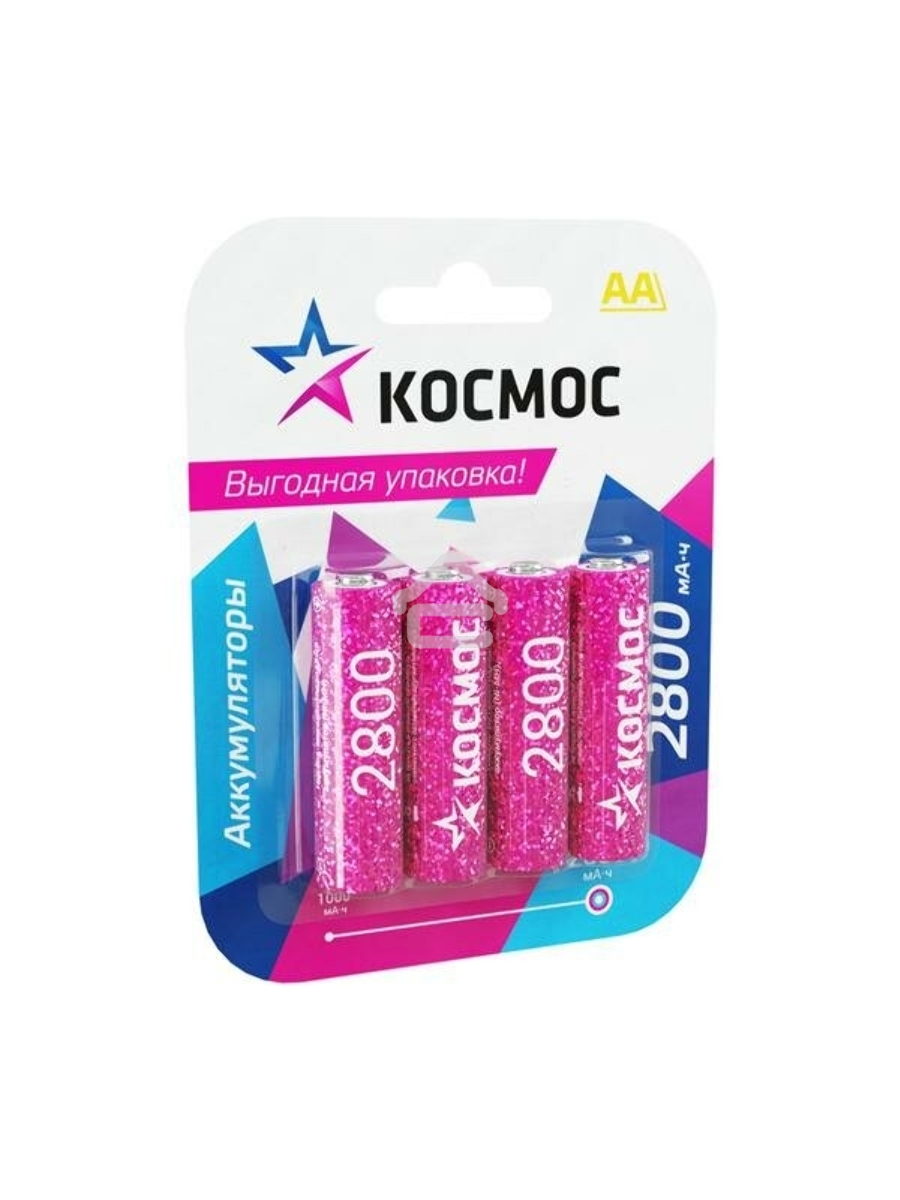 Аккумулятор AA/R6 NI-MN 2800мА.ч BP-4 (блист.4шт) КОСМОС KOCR6NIMH2800MAH4BL (цена за 1шт)