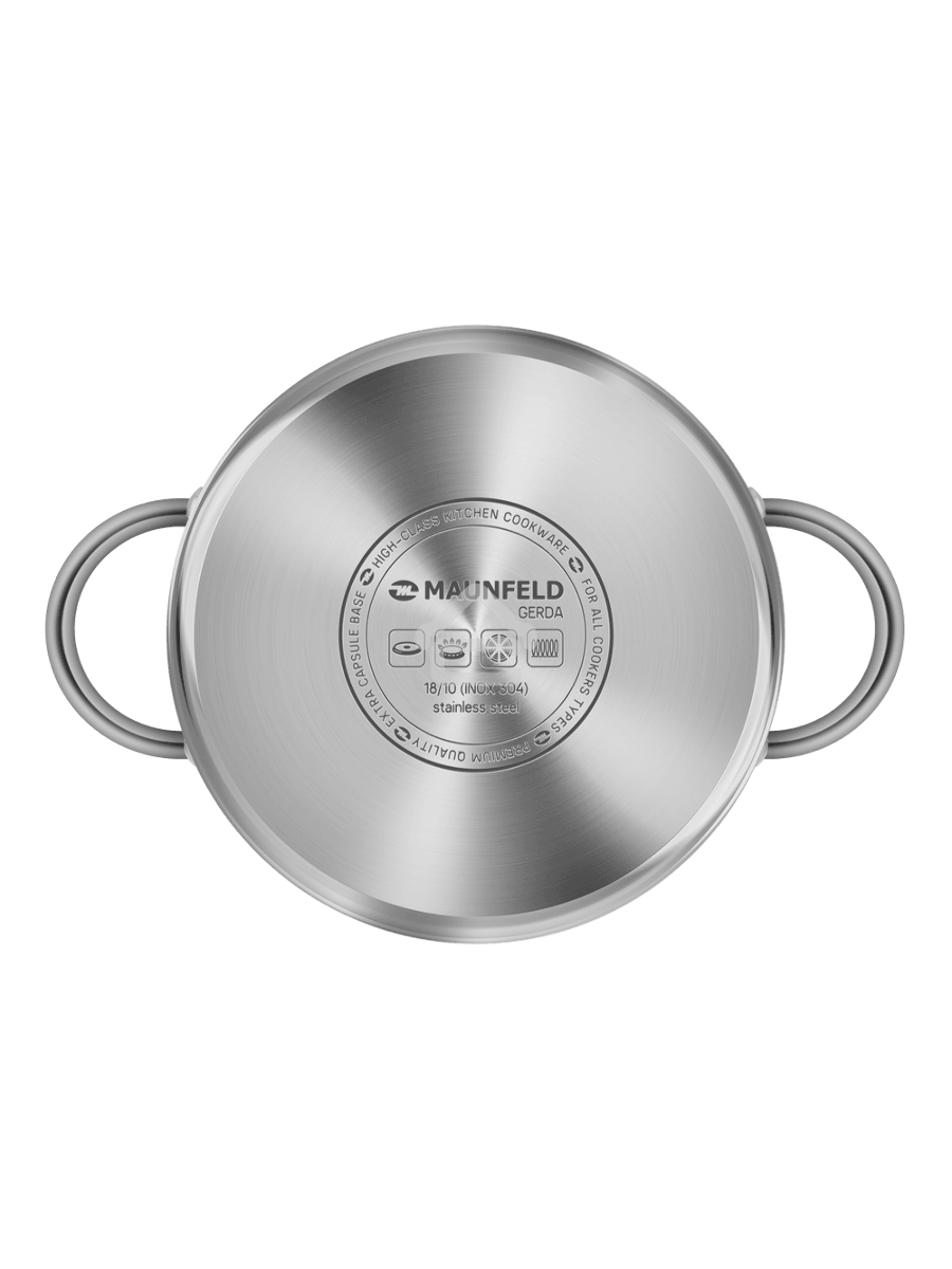 Кастрюля Maunfeld GERDA MCS25S07 из нержавеющей стали со стеклянной крышкой, 18 см, 2,5 л.