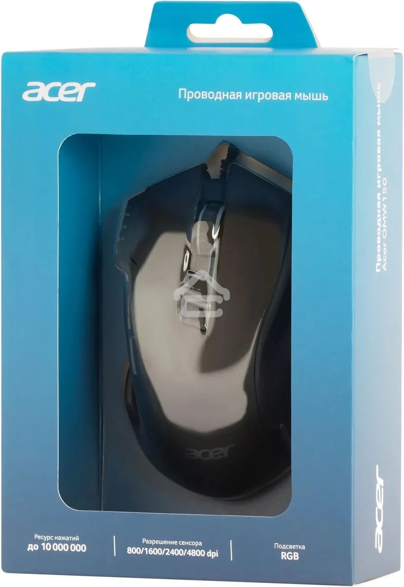 Мышь проводная Acer OMW150 черный, 4800 dpi, USB, кнопки - 8