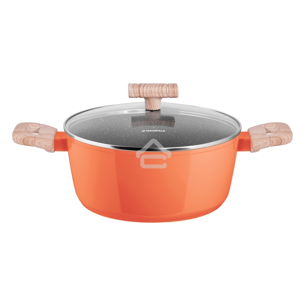 Кастрюля Maunfeld MARTA MCS41FA06CL из кованого алюминия со стеклянной крышкой, 24 см, 4,1 л.