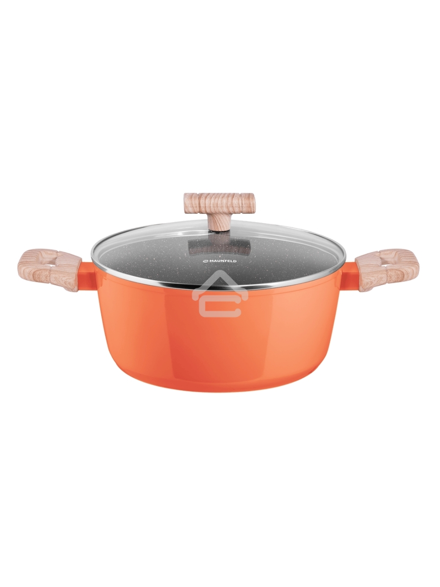 Кастрюля Maunfeld MARTA MCS41FA06CL из кованого алюминия со стеклянной крышкой, 24 см, 4,1 л.