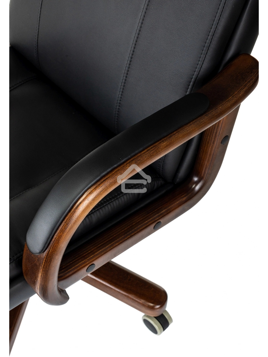 Кресло руководителя Бюрократ T-9933Walnut черный, эко.кожа, крестов. металл/дерево