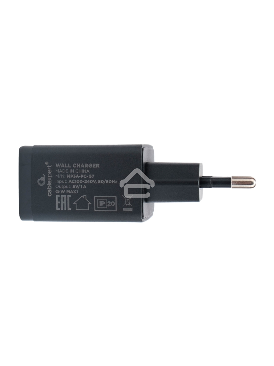 Зарядное устройство Cablexpert MP3A-PC-57, 5Вт, 1А, 1хUSB, черный, пакет