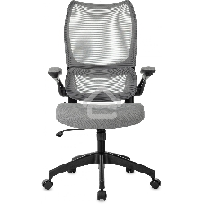 Кресло руководителя Бюрократ Sigma 1 серый, сетка/ткань, крестов. пластик