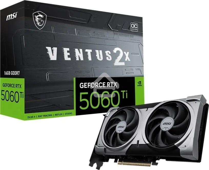 Видеокарта MSI PCI-E 5.0 RTX 5060 Ti 16G VENTUS 2X OC PLUS NVIDIA GeForce RTX 5060TI 16Gb 128bit GDDR7 2617/28000 HDMIx1 DPx3 HDCP Ret