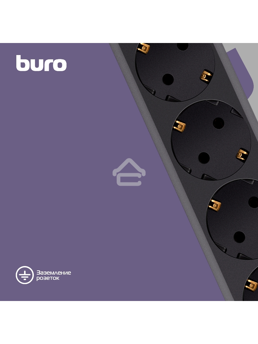 Сетевой фильтр Buro 600SH-16-1.8-B 1.8м (6 розеток) черный (коробка)