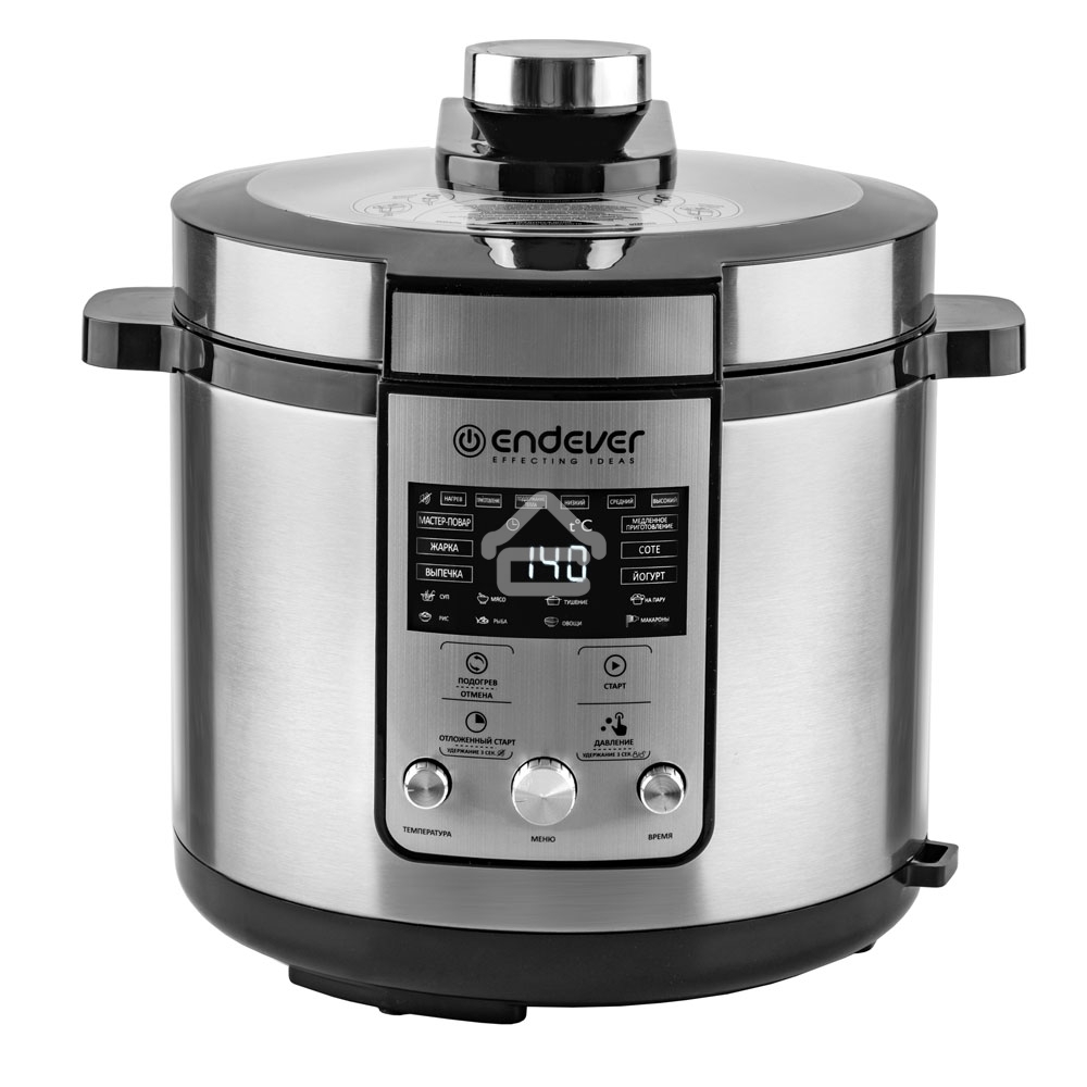 Скороварка-мультиварка электрическая Endever Vita-150 стальной, 1200 Вт, 6 л, 14 авторежимов работы, книга рецептов