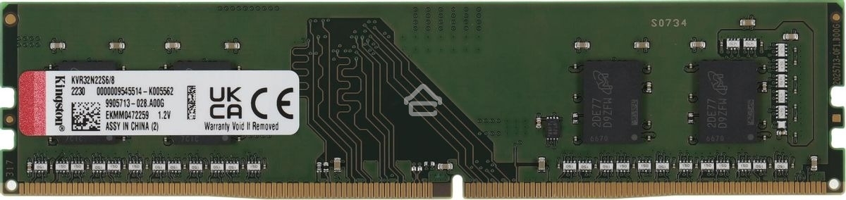 Оперативная память Kingston ValueRAM, DDR4, 8Gb (1x8Gb), 3200MHz, CL22, DIMM