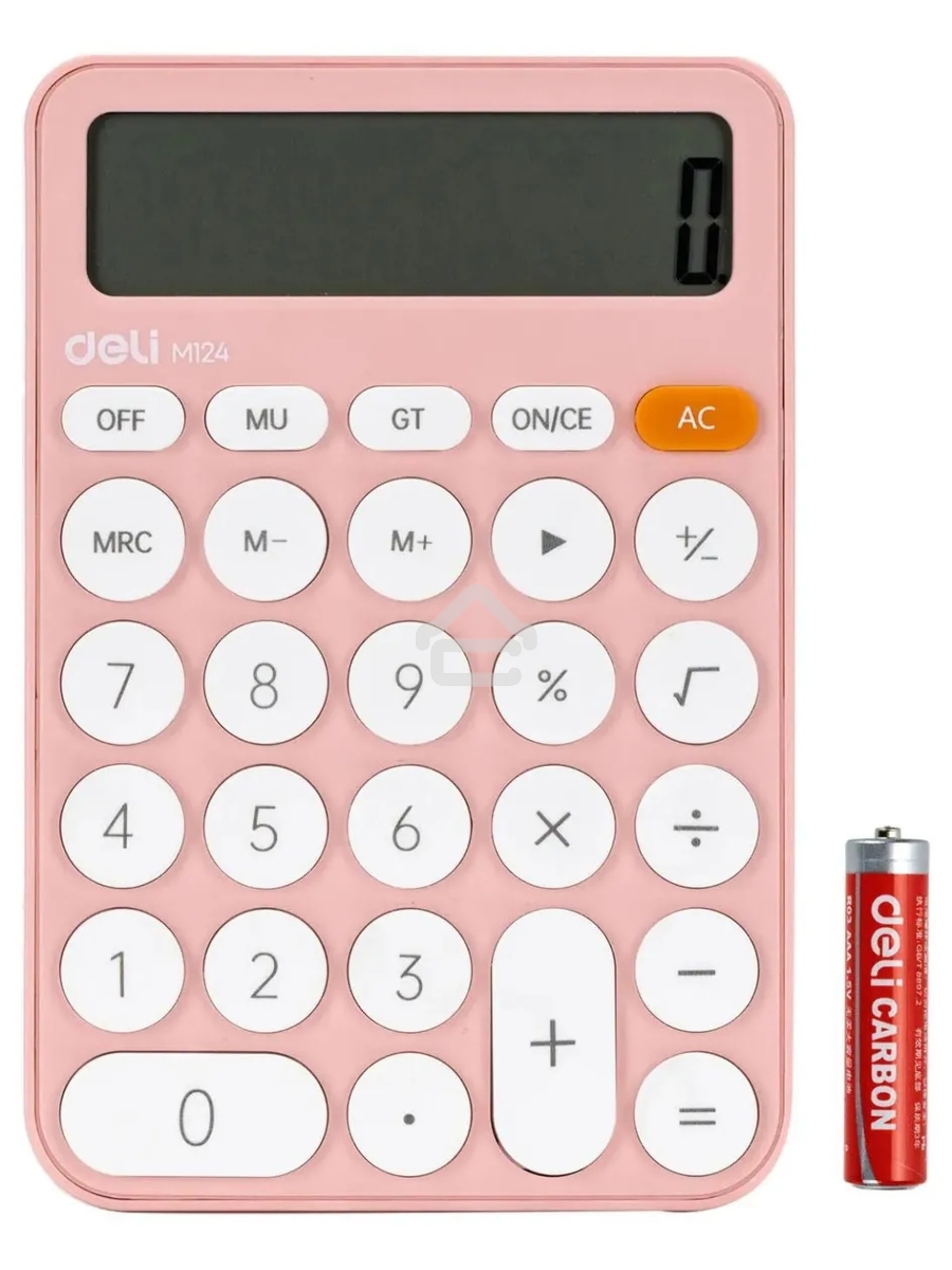 Калькулятор настольный Deli EM124PINK розовый 12-разр.