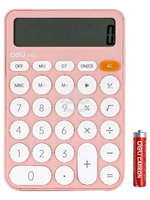 Калькулятор настольный Deli EM124PINK розовый 12-разр.