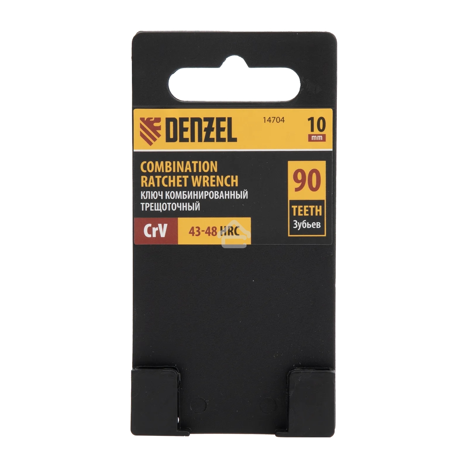 Ключ комбинированный трещоточный Denzel 14704 10 мм, CrV, матовый хром
