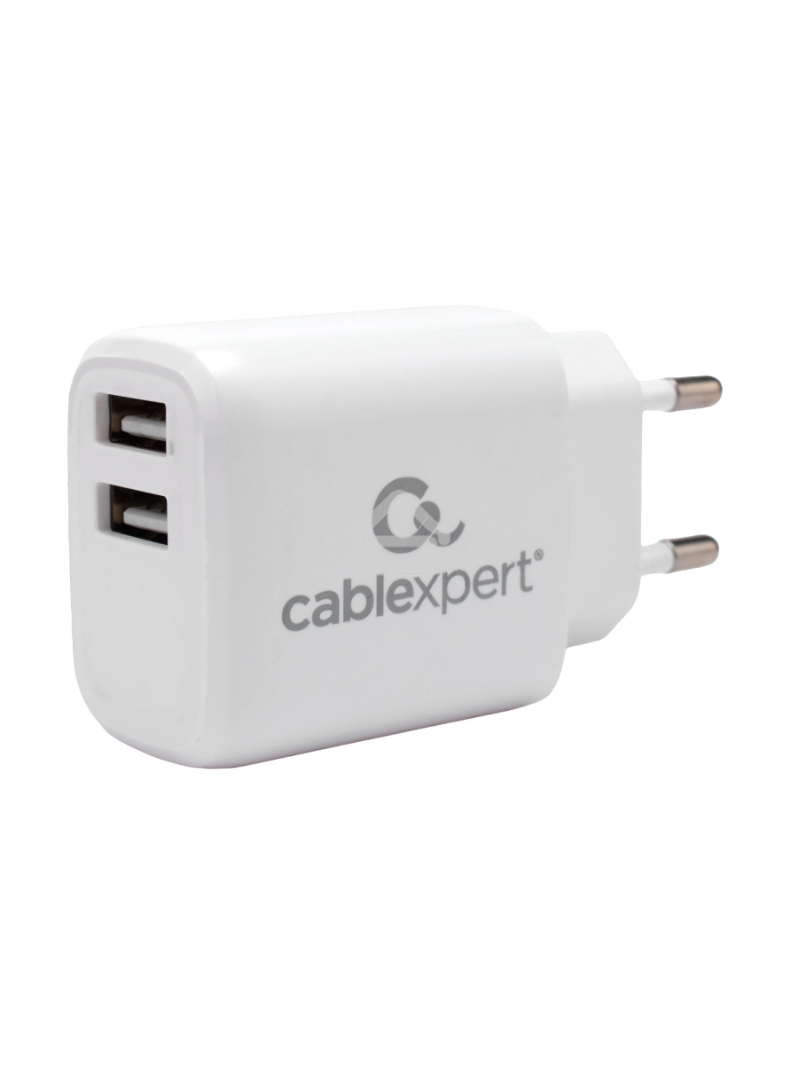 Зарядное устройство Cablexpert MP3A-PC-58, 10.5Вт, 2.1А, 2хUSB, белый, пакет