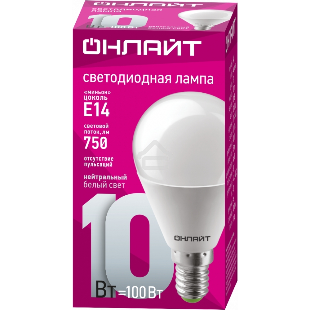 Лампа светодиодная ОНЛАЙТ 61966 OLL-G45-10-230-4K-E14