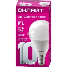 Лампа светодиодная ОНЛАЙТ 61966 OLL-G45-10-230-4K-E14