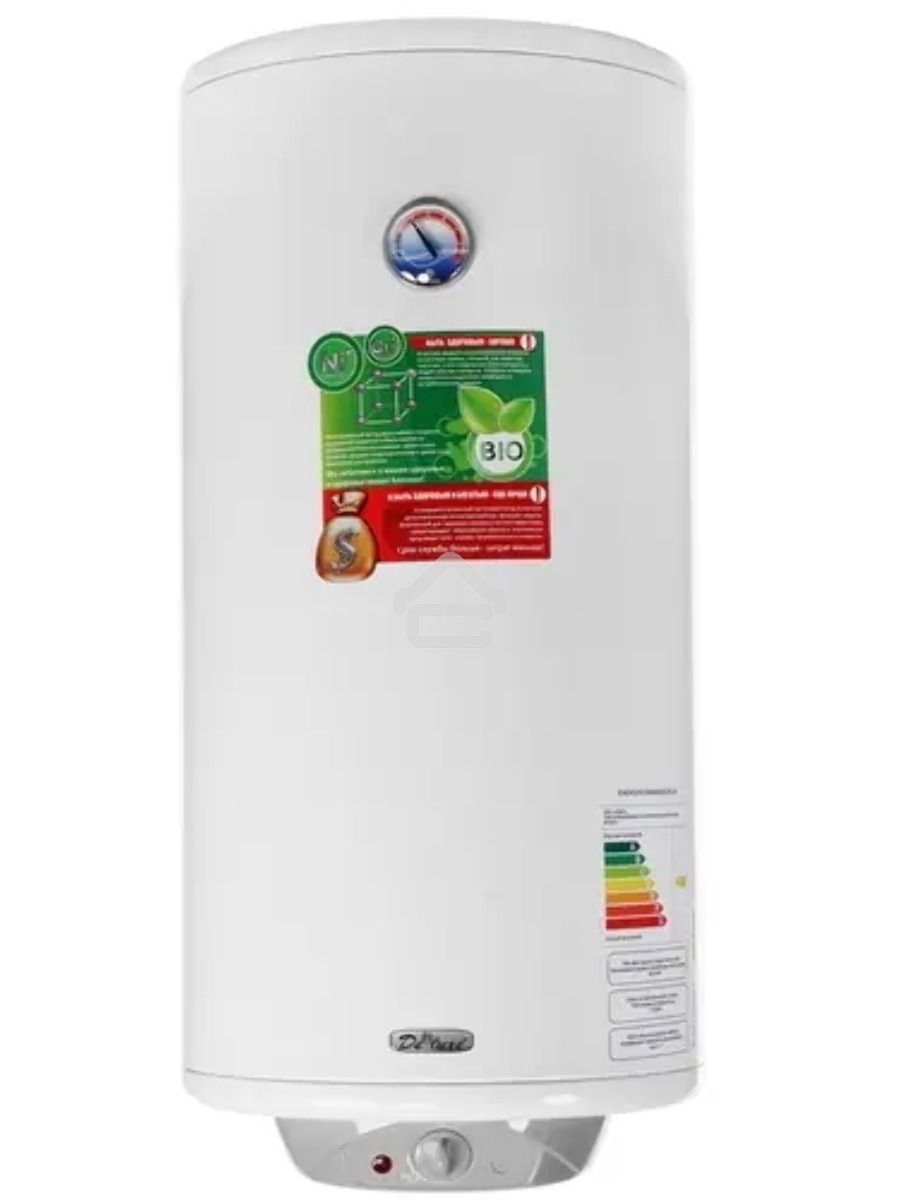 Водонагреватель De Luxe 3W60V1 Объём 60л,мощность 1,5квт,нагрев 2.30ч, вес 20кг,высота 851,диаметр 360мм.