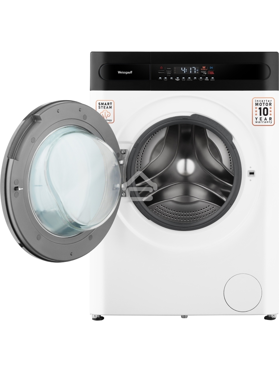 Стиральная машина Weissgauff WM 49411 Inverter Steam белый, загрузка фронтальная 11 кг, 1400 об/мин, класс: A+++