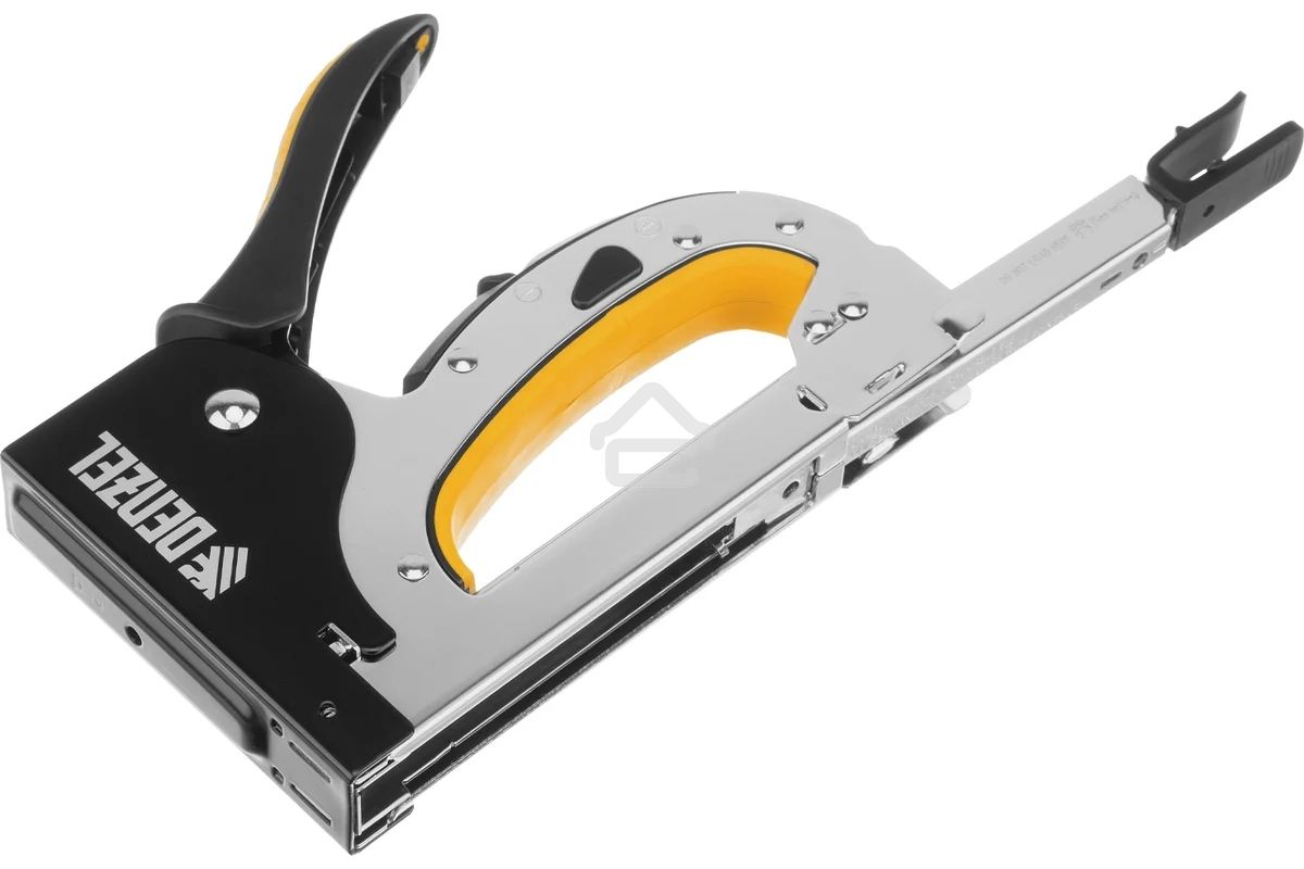 Степлер мебельный Denzel, стальной корпус, быстрая загрузка, регул. силы удара, тип 53, 4-14 мм