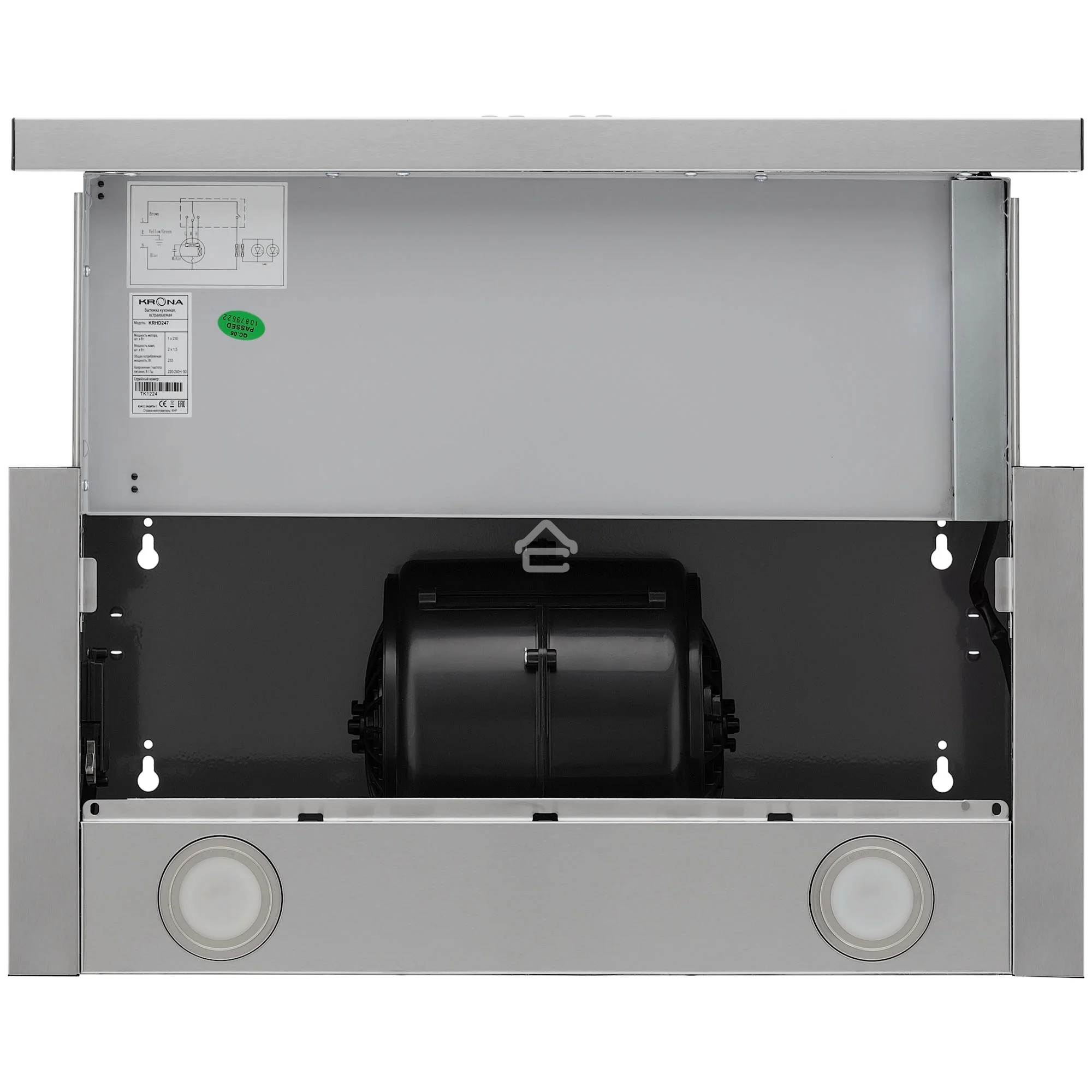 Вытяжка встраиваемая KRONA Kamilla T Power 600 inox нержавеющая сталь, 60 см, 1300 куб. м/ч, 61 дБ