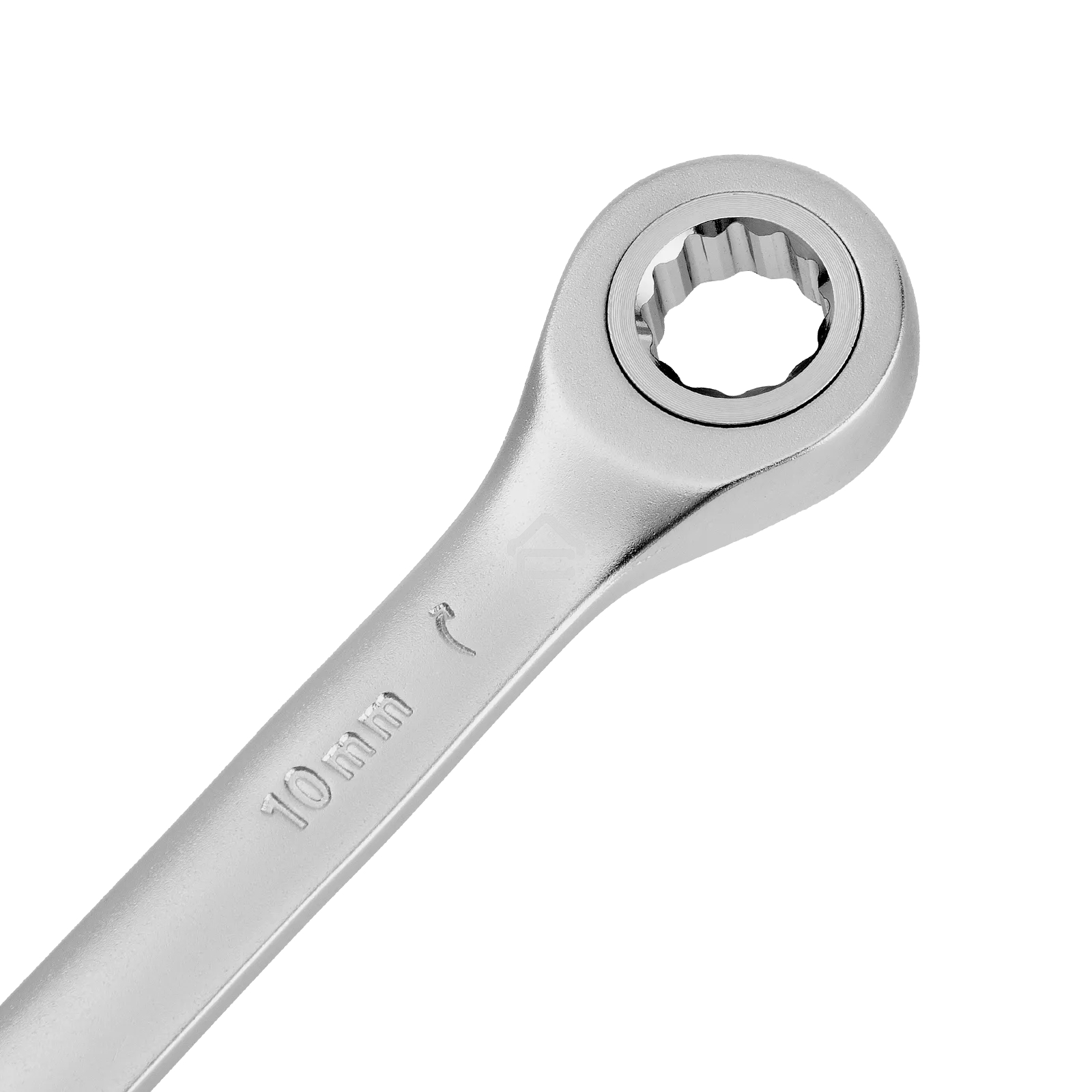 Ключ комбинированный трещоточный Denzel 14704 10 мм, CrV, матовый хром