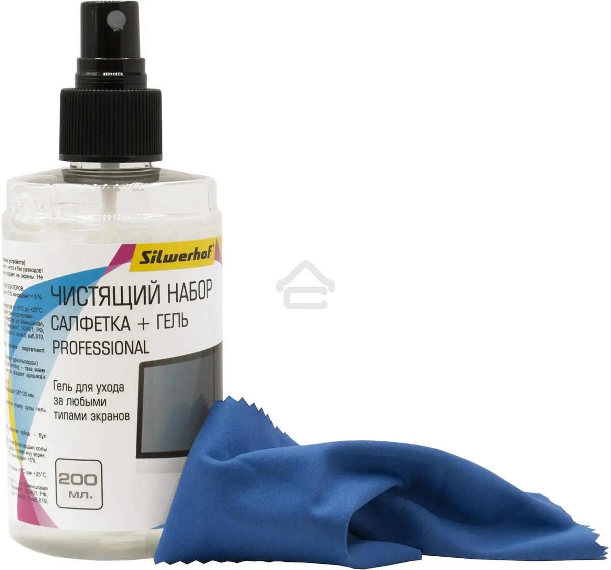 Чистящий набор (салфетка + гель) Silwerhof для экранов и оптики 200мл