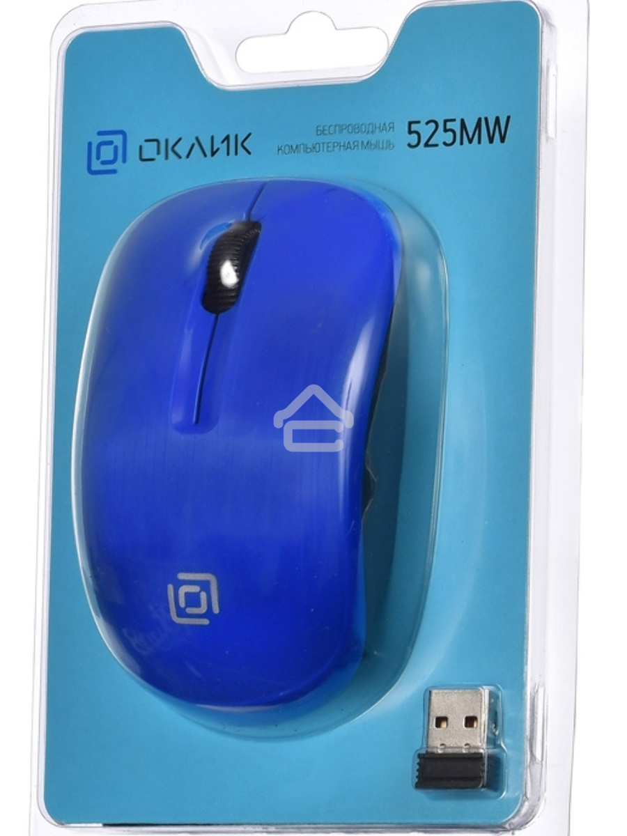 Мышь беспроводная Oklick 525MW голубой, 1000 dpi, радиоканал, USB, кнопки - 3