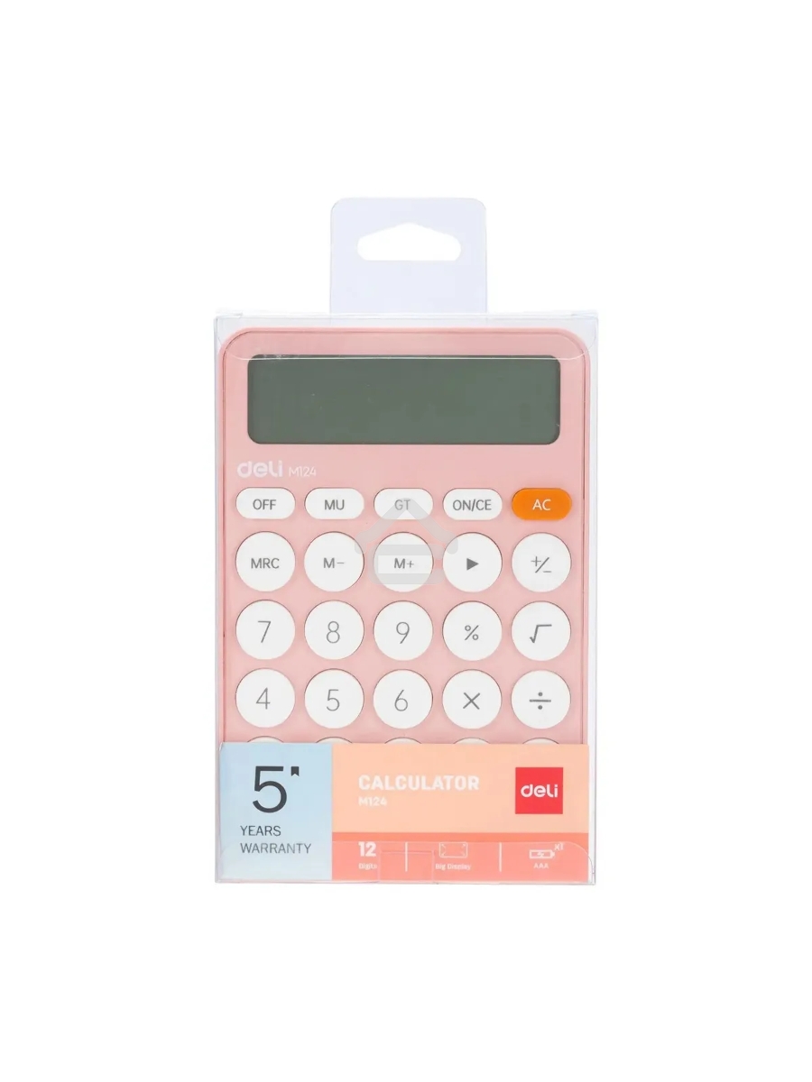 Калькулятор настольный Deli EM124PINK розовый 12-разр.