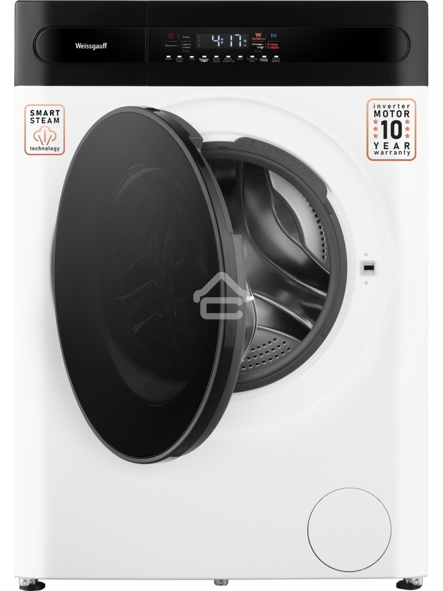 Стиральная машина Weissgauff WM 49411 Inverter Steam белый, загрузка фронтальная 11 кг, 1400 об/мин, класс: A+++