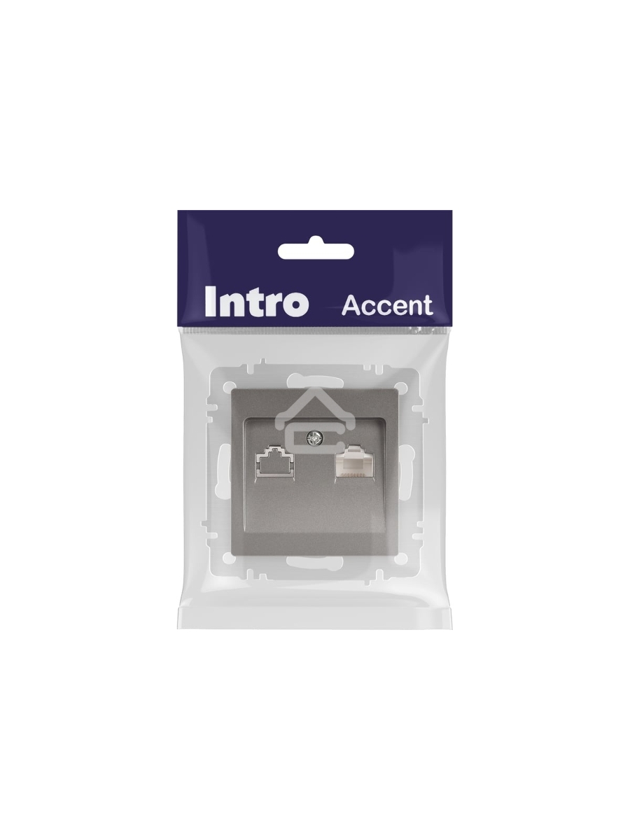 Розетка Intro Accent 6-303-09 информационная RJ45 IP20 СУ титан Б0063642