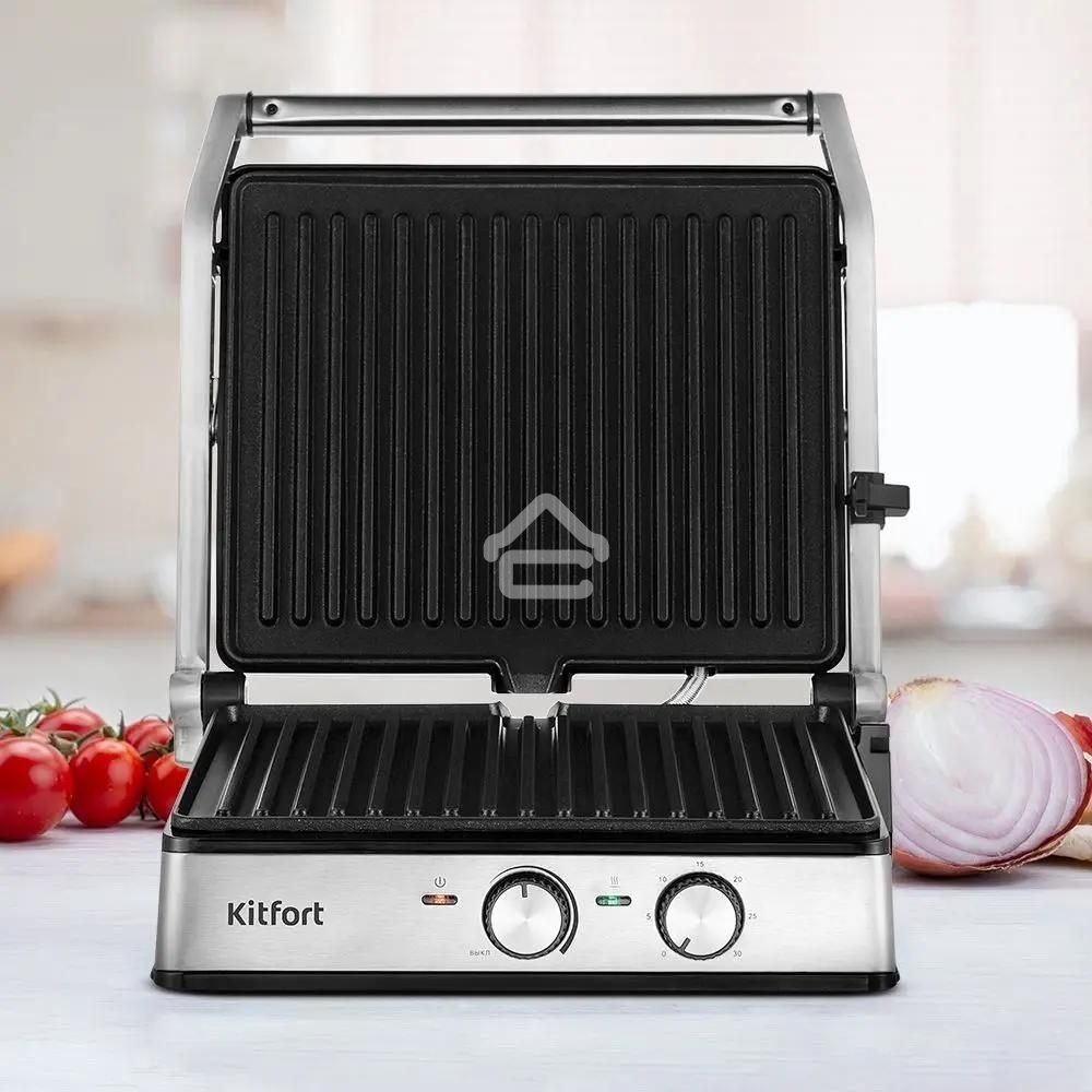 Электрогриль Kitfort КТ-3601 2000Вт серебристый/черный