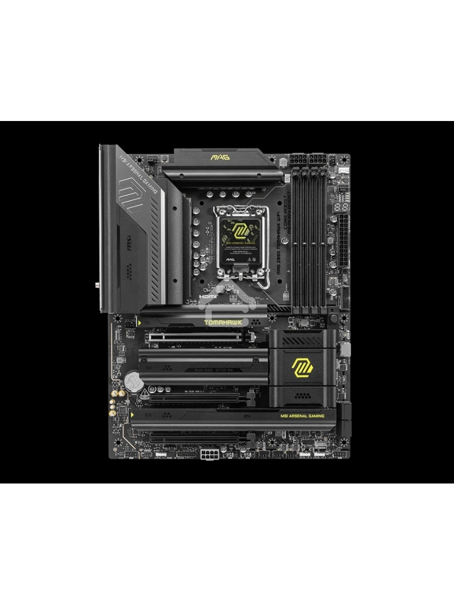Материнская плата MSI MAG Z890 TOMAHAWK WIFI, LGA 1851, Intel Z890, 4xDDR5, 4xSATA, 4xM.2, 1xPCIe 5.0 x16, 2xPCIe 4.0 x4, 1xHDMI, 2xUSB-C Thunderbolt 4, 1xUSB-C 3.2 Gen 2, 3xUSB-A 3.2 Gen 2, 4xUSB-A 3.2 Gen 1, 1x 5Gb LAN, 2x3.5 мм, 7.1, ATX