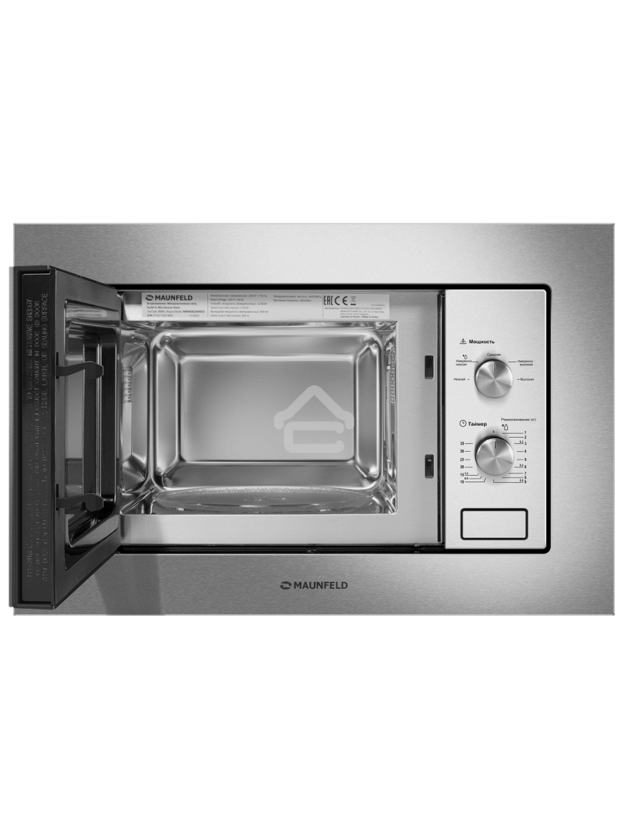 Микроволновая печь встраиваемая Maunfeld MBMO820MS03 нержавеющая сталь, 20 л, 1250 Вт, переключатели - поворотный механизм