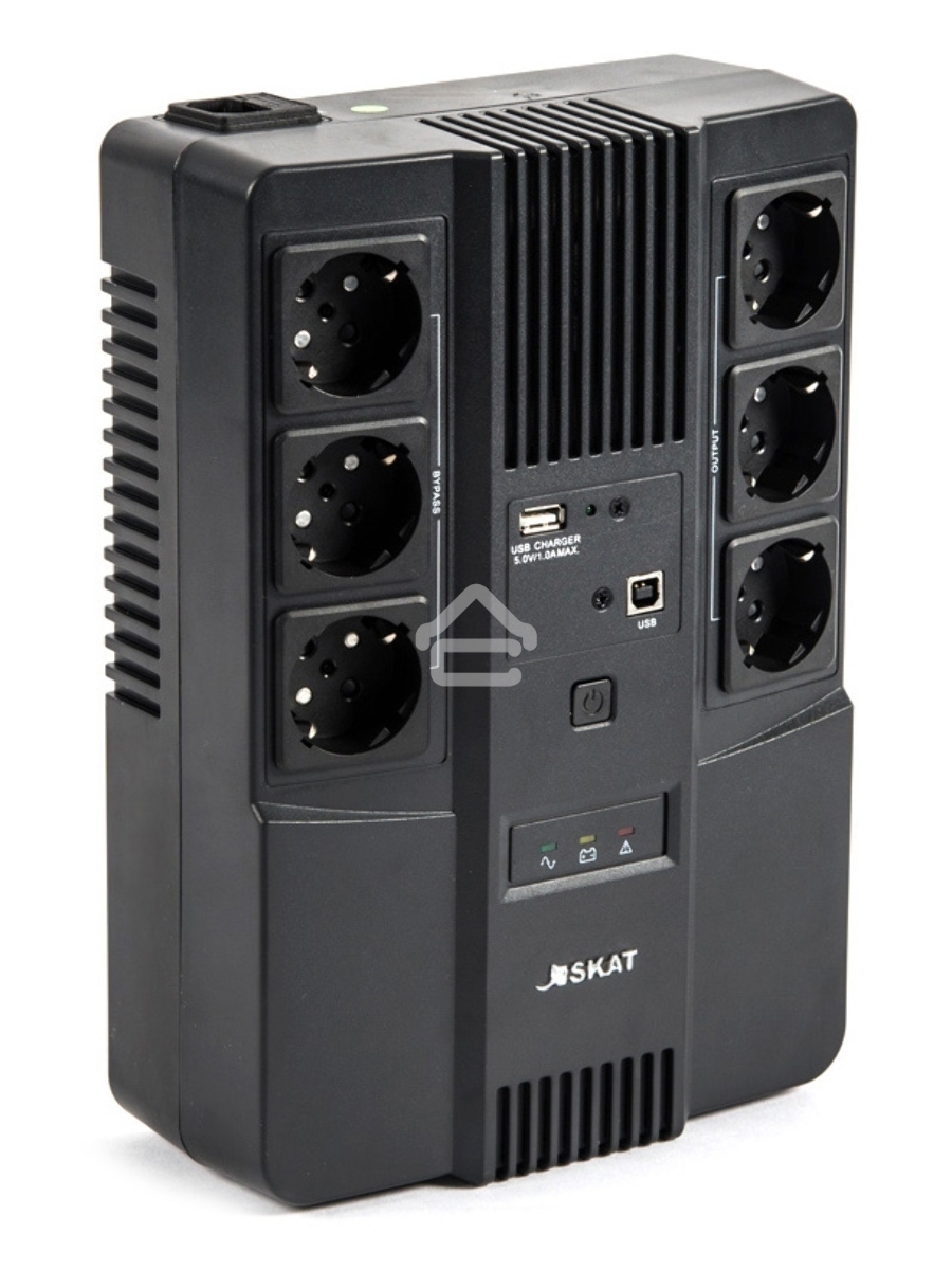 Источник бесперебойного питания Бастион SKAT-UPS 600 AI 220В 360Вт 1АКБ 7Ач внутр. меандр. стаб-ция напр-я. 6 выходов (8998)