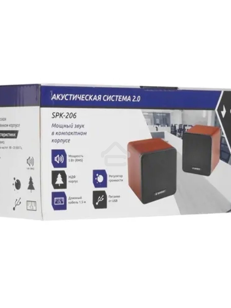 Акустич. система 2.0 Gembird SPK-206, МДФ, коричневый, 5 Вт, регулятор громкости, USB-питание