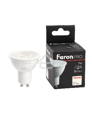 Лампа светодиодная FERON PRO LB-1607 LED 7вт 230в GU10 теплый с линзой 110гр.