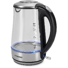 Чайник электрический Hyundai HYK-G8406 1.7 л, 2200 Вт, прозрачный/черный (корпус: нержавеющая сталь)