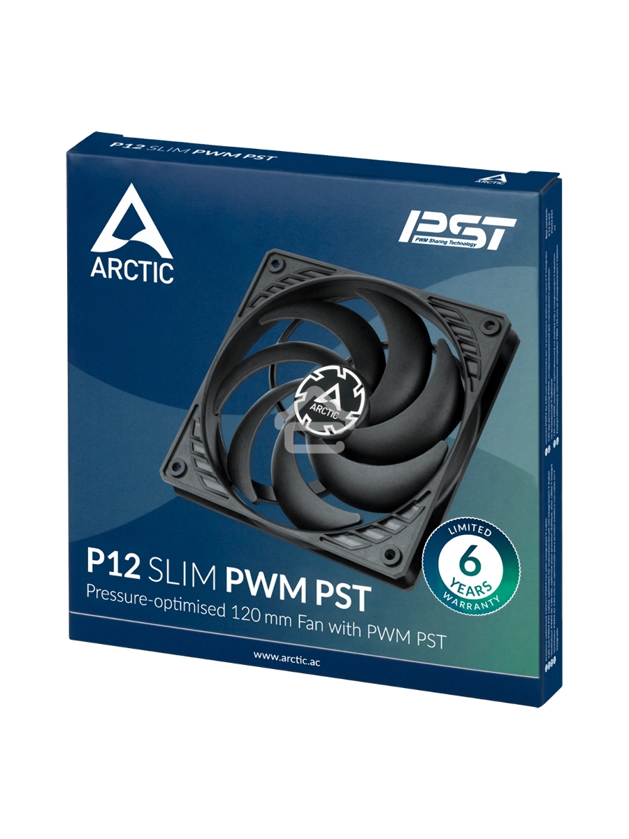 Вентилятор для корпуса Arctic P12 SLIM PWM PST черный, 120 мм, 2100 об/мин, 22.5 дБ, 4 pin